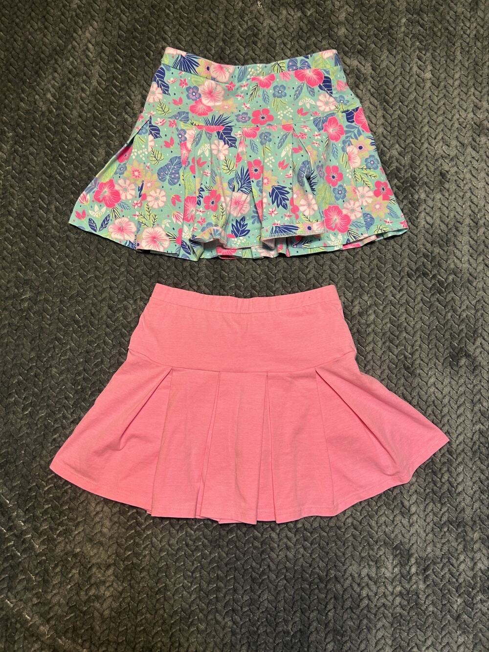 Tommy Bahama Pleated Skirt Girls M 7/8 Multicolor Floral Cotton Stretch Lot Of 2